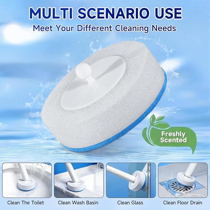 Disposable Toilet Brush, All-in-One Toilet Cleaning System,Toilet Bowl Wand Kit with 48 Count Scrubbing Pads Refills,Wall-Mounted,Compact,Multipurpose