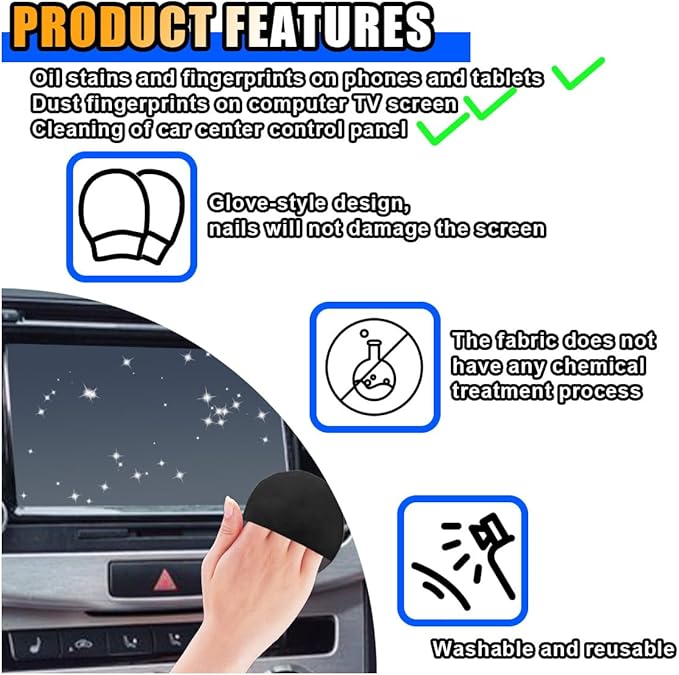 Round Car Touch Screen Cleaner Cloth, Microfiber Cleaning Pad Car Cleaning Wipes, Vehicle Screen Cleaner Tool Car Interior Cleaning Cloth for Car Dashboard Display Electronic Devices (Round)
