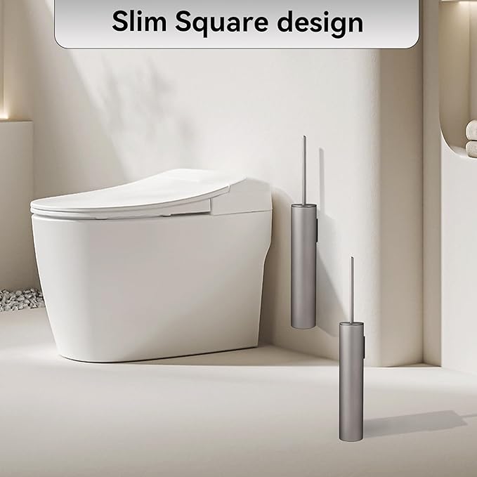 Wall Mounted Brushed Nickel Toilet Brush with Holder,Durable Cleaning Toilet Bowl Brushes with Holders