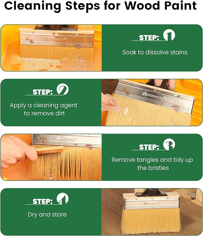 Voomey Deck Stain Brush Applicator, Heavy-Duty Outdoor Deck Stain and Sealer, Wood Stain Brush Set 4PCS, Large Paint Brush for Wood Decks Walls and Fences