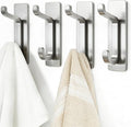 Self Adhesive Wall Hooks for Hanging: Extra Strong 13 LB, Hook for Coat, Towel in Bathrooms, Shower, Kitchen, Wall, Door Hook, Nickel Silver 4 Pack