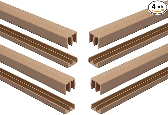 1/4" Panel Sliding Door Track - 36" Beige Plastic Upper & Lower Set, USA Made, Pack of 4 - Outwater