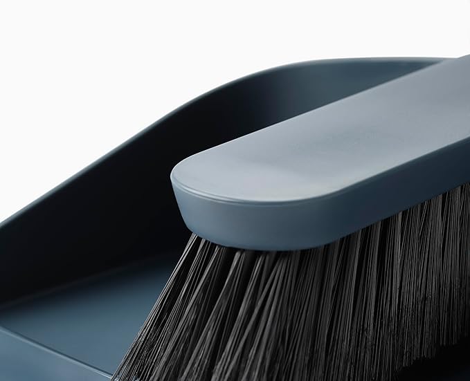 Joseph Joseph CleanStore Wall-Mounted Indoor Dustpan & Brush Set with Dust-Shield Compact Storage, Sweeping Floor Brush with Rubber Pan Edge and Soft Bristles