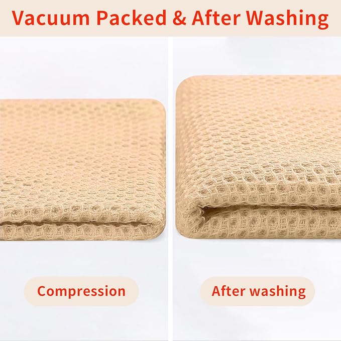 Homaxy 100% Cotton Kitchen Towels and Dishcloths Set, 12 x 12 Inches and 13 x 28 Inches, Set of 12 Bulk Kitchen Towels Set, Ultra Soft Absorbent Dish Cloths for Washing Dishes, Apricot