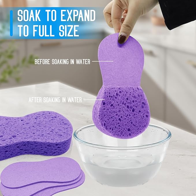 3PCS Car Wash Sponge, Heavy Duty Car Sponges for Washing, Car Accessories Large Sponges for Cleaning, Automotive Cleaning Supplies, Eco Friendly Sponge (7.68 x 3.74 x 1.38 Inch), Purple