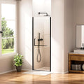 WinZo 27-28" W ×72" H Frameless Pivot Shower Door, Pivot Swing Shower Glass Doors with 1/4"(6mm) SGCC Clear Tempered Glass,Explosion-Proof Film, Reversible Installation, Matte Black