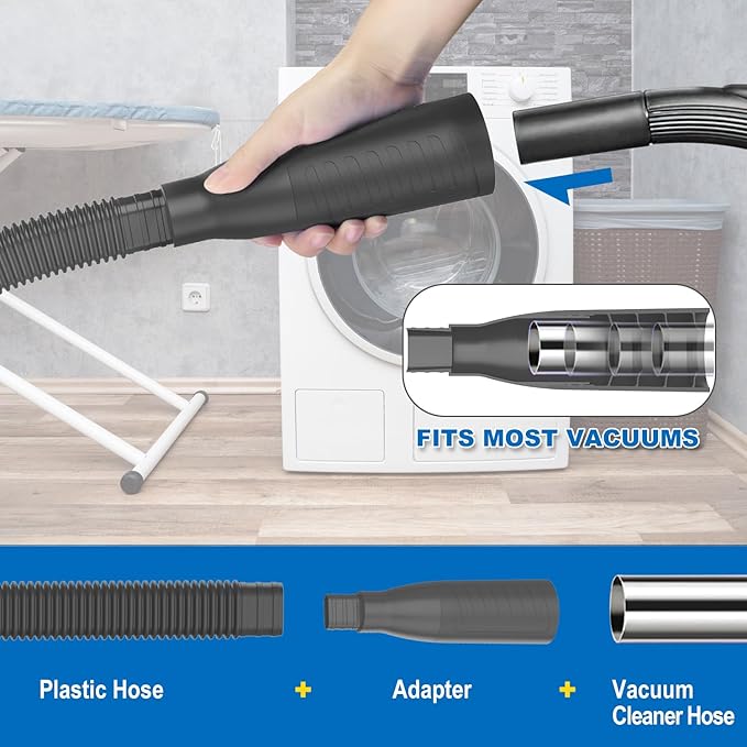 Dryer Vent Cleaner Kit Vacuum Hose Attachment, Quickly Removes Lint, Cleaning Supplies, Black