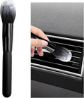 Car Interior Dust Brush, Soft Scratch Free Auto Detailing Brushes, Universal Vehicle Interior Cleaning Tool for Automotive Dashboard, Air Vents, Leather(Long Black & White)