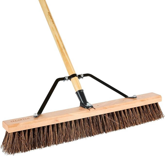 Restaurantware-BROOM HEAD ONLY: Clean Tek Professional 24-Inch Indoor Broom Head, 1 Heavy-Duty Push Cleaning Tool - Handle And Brace Sold Separately, Palmyra Bristles, Wooden, Outdoor Use