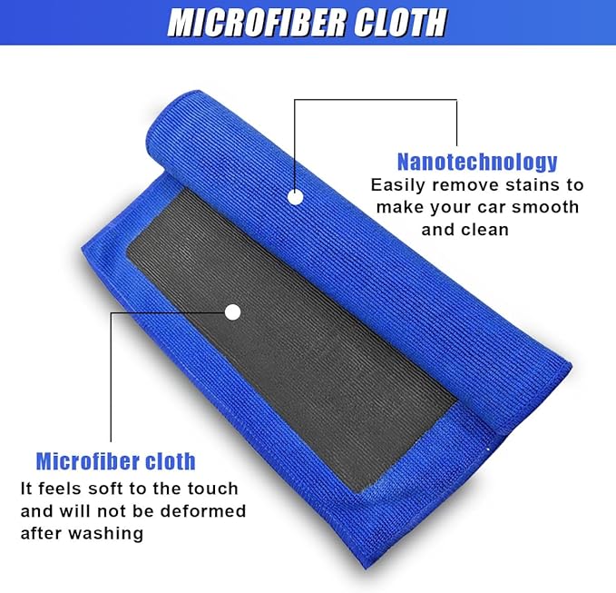 Clay Bar Towel for Auto Detailing, 12" x 12" Fine Grade Microfiber Car Chamois Towel, No-Scratch DIY Detail Clay Bar Alternative Cloth Mud Strip Cleaner Tool for Cars Detailing (1PC)
