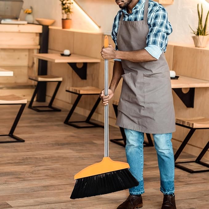 Soft Bristle Sweeping Broom with Metal Handle Household Floor Sweeping Broom for Indoor and Outdoor Use Suitable for Kitchen and Garage Cleaning