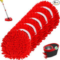 Baderke 6 Pack Chenille Mop Heads Replacements Compatible with 1 Tank System Chenille Duster Replacement Heads Microfiber Spin Mop Refill Pads Reusable Dust Refills for Floor Cleaning (Red)