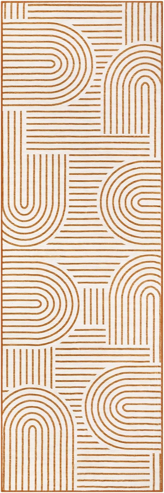 Modern Rug 2.5x8 Runners for Hallways, Abstract Kitchen Runner Rugs Non Slip Bath Runner, Rainbow Washable Rug for Bedroom, Soft Long Rugs for Entryway Bathroom Laundry Dorm, Orange