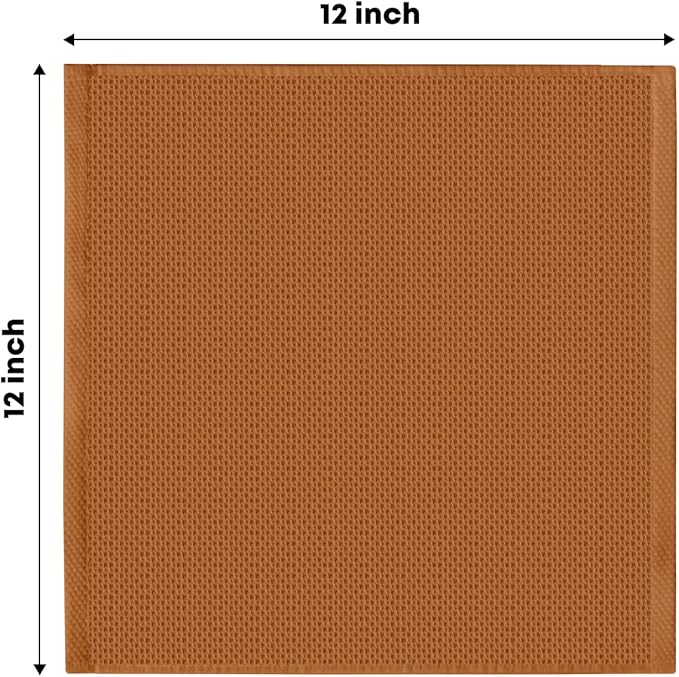Artoid Mode 100% Cotton Caramel Waffle Weave Kitchen Dish Cloths, 12x12 Inch Ultra Soft Absorbent Quick Drying Kitchen Dish Towels Set of 6