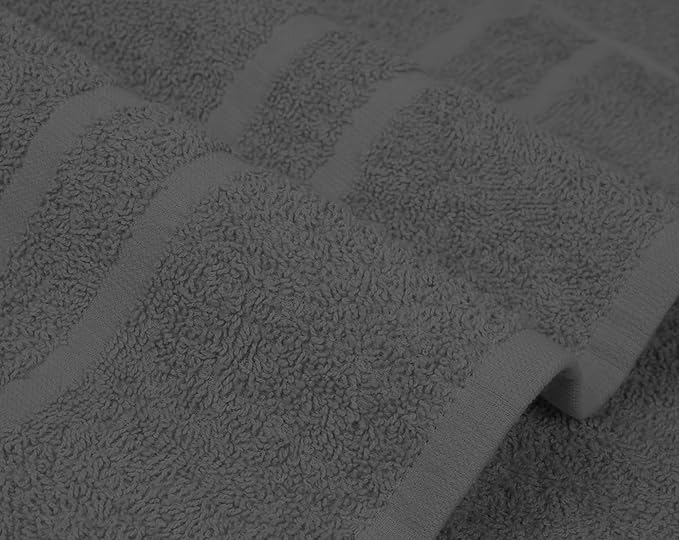 Basic Medium Bath Towels 24x48 Inches – Pack of 6 – Grey Color – Soft and Absorbent Multipurpose Cotton Towels for Bathroom, Spa, Gym, Salon, Hotel, Clinics and Everyday Use