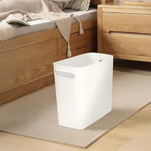 Platic Trash Can - Small Waste basketbin - 1.8 Gallon- for Office,Home,Bathroom,Kitchen - White