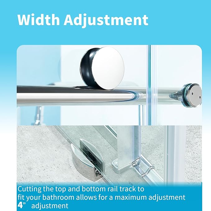 56-60" W x 76" H Frameless Sliding Shower Door, Frameless Shower Door, Shower Glass Door with 5/16" (8mm) Clear SGCC Tempered Glass, Stainless Steel Hardware O01 (60"x76" Chrome)