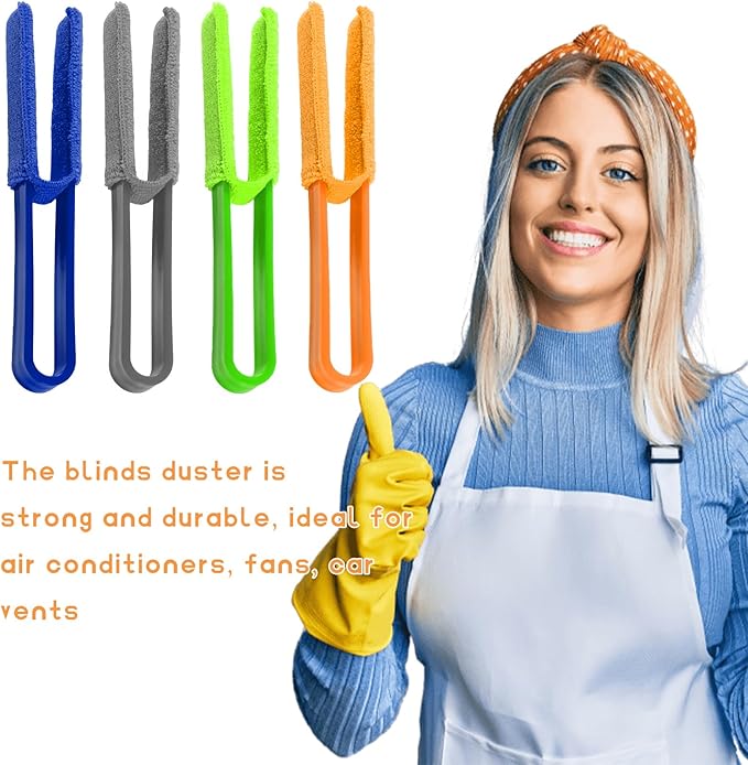 4 PCS Car Blinds Duster, Window Blind Cleaner Duster Brush with Removable Microfiber Sleeves, Multifunction Cleaning Tool for Auto Shutter Air Conditioner Vents Keyboard