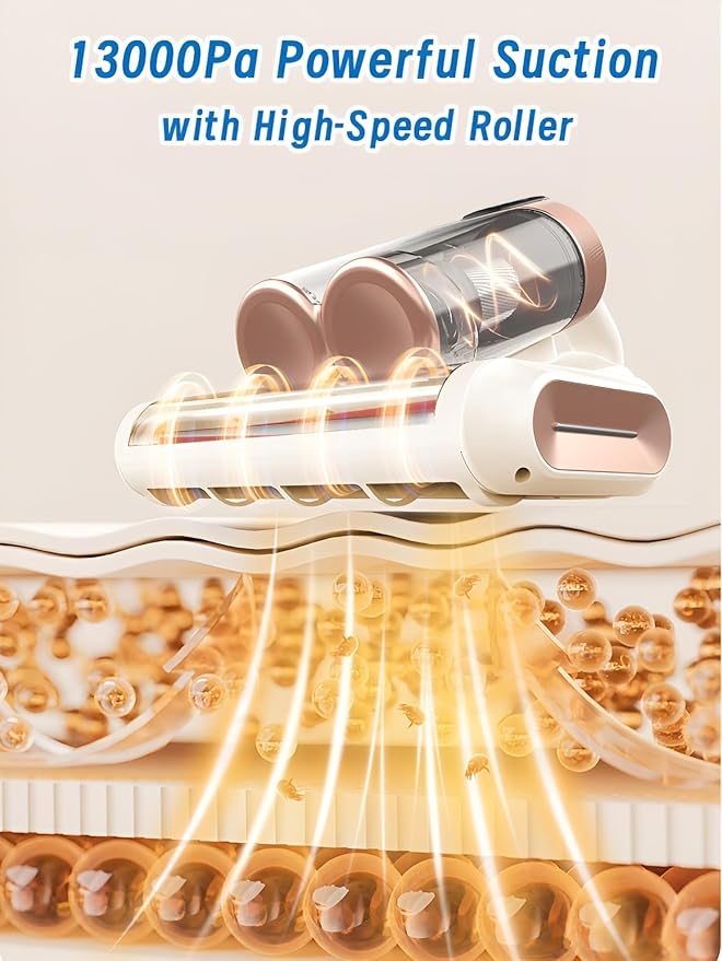 Cordless Mattress Vacuum Cleaner, Bed Vacuum Cleaner with UV-C Light,16000Pa Suction, USB Rechargeable Handheld Vacuum for Couches and Sofas,Deep Cleaning Machine for Mattress & Upholstery,Deepblue