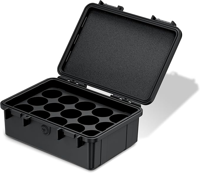 KIWIFOTOS 15 Slots D Battery Organizer Storage Case IP67 Waterproof D Cell LR20 Alkaline Batteries Holder Containers Shockproof for Household Outdoor Camping All-Purpose