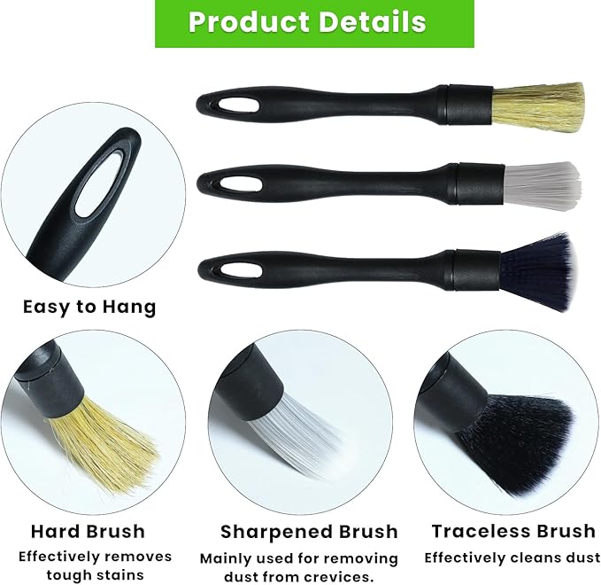 11 Pcs Car Interior Detailing Brush Set, Car Interior Soft Cleaning Brush for Interior Automotive Air Vent, Dashboard, Leather, Wheel, Air-Conditioning Outlet Cleaning