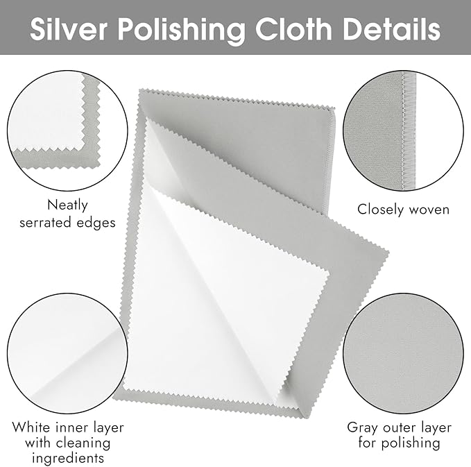 3 Pcs Silver Polishing Cloth, Large 10" X 12.5" Jewelry Cleaner Cloth, Soft Jewelry Polishing Cloth, Four-Layer Double-Sided Silver Cleaning Cloth for Gold, Silver, Diamond, Platinum Jewelry