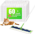 XL Heavy Duty Dry Sweeping Cloths Compatible with Sweeper Mop, Microfiber Duster Mop Pads Refills for Cleaning Hardwood Floor Dust and Pet Hair, Disposable (60 Count)