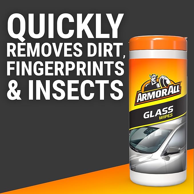Car Glass Wipes by Armor All, Auto Glass Cleaner for Film and Grime, 90 Count