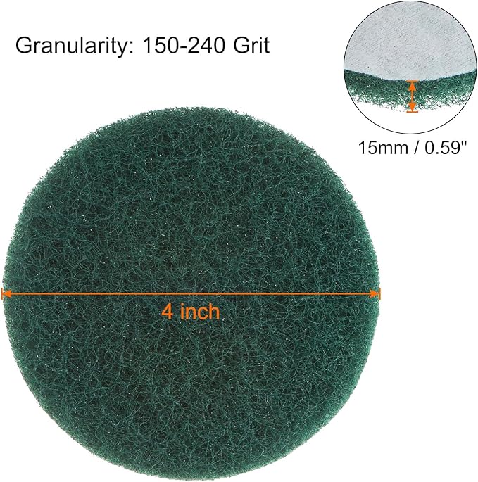 HARFINGTON 8pcs Drill Power Brush 4 Inch Tile Scrubber Scouring Pads 150-240 Grit for Bathroom Kitchen Household Cleaning