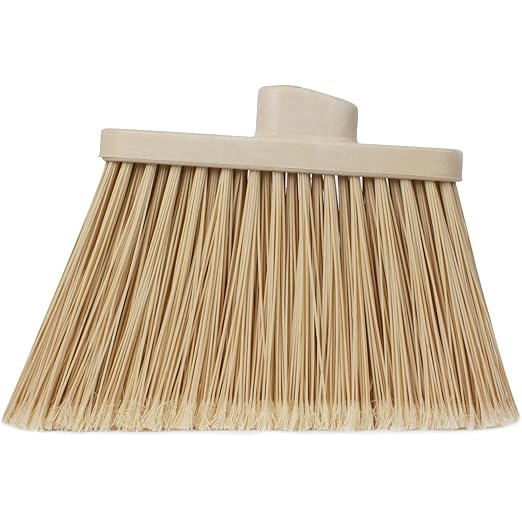 SPARTA Plastic Broom Head, Angled, Flagged for Small Debris Indoor, Outdoor, Home, Restaurant, Lobby, Office, 12 Inches, Tan, (Pack of 12)