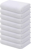 Kitinjoy 100% Cotton Waffle Weave Kitchen Hand Towels (13 X 28 Inches, White), 8-Pack Super Soft and Absorbent Dish Towel for Drying Dishes
