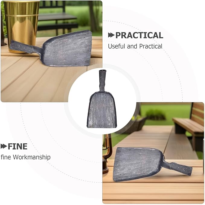 Veemoon Steel Fireplace Ash Shovel, BBQ Charcoal Shovel Small Compact Coal Scoop Cleaning Flat Scooping Spade for Kitchen Sand Stove Garden Supplies Outdoor Indoor (4.3 * 7.8“)