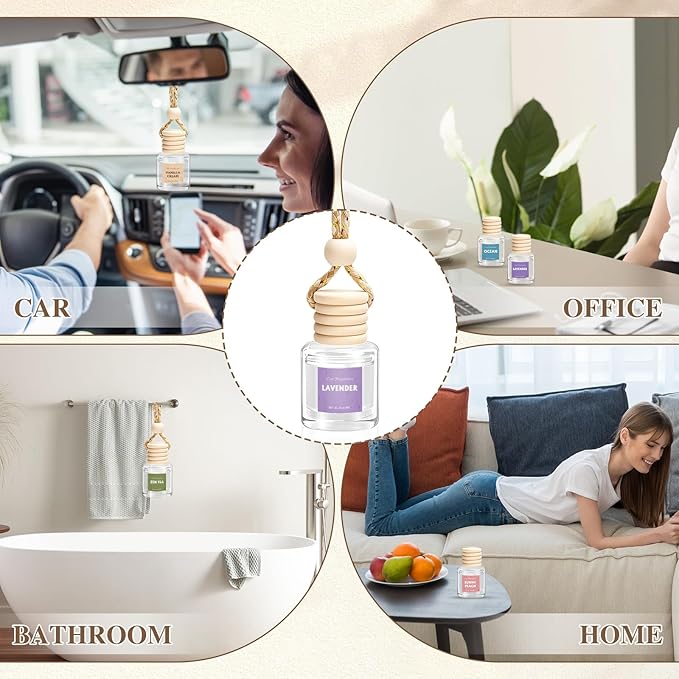 AROIC Car Air Freshener for Women, 6 Pack Air Freshener Diffuser, Hanging Air Fragrance Essential Oil Diffuser, Car Scents Accessories Cute Car Interior Decor, Romantic Valentines Day Gift for Her
