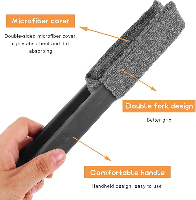 4 PCS Car Blinds Duster, Window Blind Cleaner Duster Brush with Removable Microfiber Sleeves, Multifunction Cleaning Tool for Auto Shutter Air Conditioner Vents Keyboard