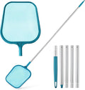 Pool Skimmer - Pool Skimmer Net with 5 Section Detachable Aluminum Telescopic Poles, 25''- 64'', Pool Net Skimmer Rake with Ultra Fine Mesh , Pool Leaf Skimmer for Swimming Pools, Spas, Hot Tubs