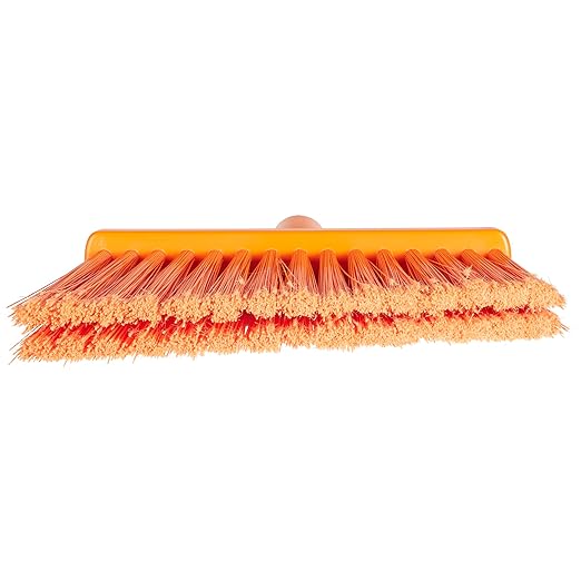 Vikan 29167 Split Bristle Angle Head Broom, 11.4", Orange