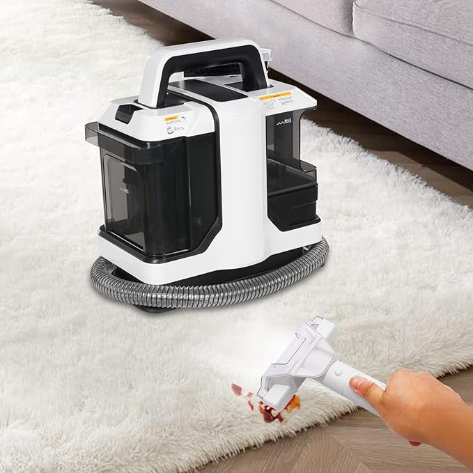 Portable Carpet Cleaner, 450W Sofa & Upholstery Cleaner with Handle, Deep Cleaning Machine for Carpets, Couch, Curtain, Chairs, with Dual Size Cleaning Brushes