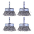 4 Pcs Wire Cup Brush Set for Drill, 1/4 Inch Hex Shank, 0.010 Inch Coarse Carbon Steel Attachments for Rust Removal
