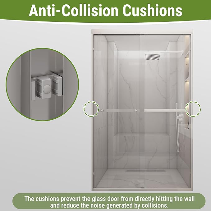 Shower Door 44-48" W * 72" H, Polished Chrome Double Sliding Shower Door with 1/4"(6mm) Tempered Glass, Shower Glass Door Easy to Clean