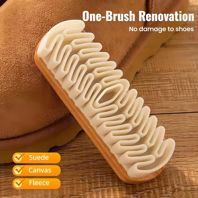 Suede Shoe Brush and Eraser, 2025 New Suede Brush and Eraser, Soft Suede Shoe Brush Cleaner, Suede Cleaning Brush for Shoes, Bags, Jacket, Purse, Sofa with Wooden Handle, Stain Eraser (2pcs)