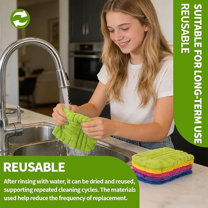 360° Electrostatic Duster Refills, Reusable & Washable Pads for Hand Duster, Sustainable Dust Removal Kit for Home, Office & Car – Dry & Wet Use, High-Adsorption Microfiber (5 PCS)