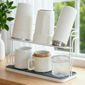 Bottle Drying Rack,Coffee Mug Holder with Drain Tray for Coffee Cup,Water Cup(White)