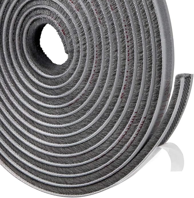 TORRAMI Felt Pile Weather Stripping 11/32 inch x 3/16 inch x 16 ft, Sliding Windows and Door Frame Side Brush Seal, Draft Stopper Soundproofing, Grey