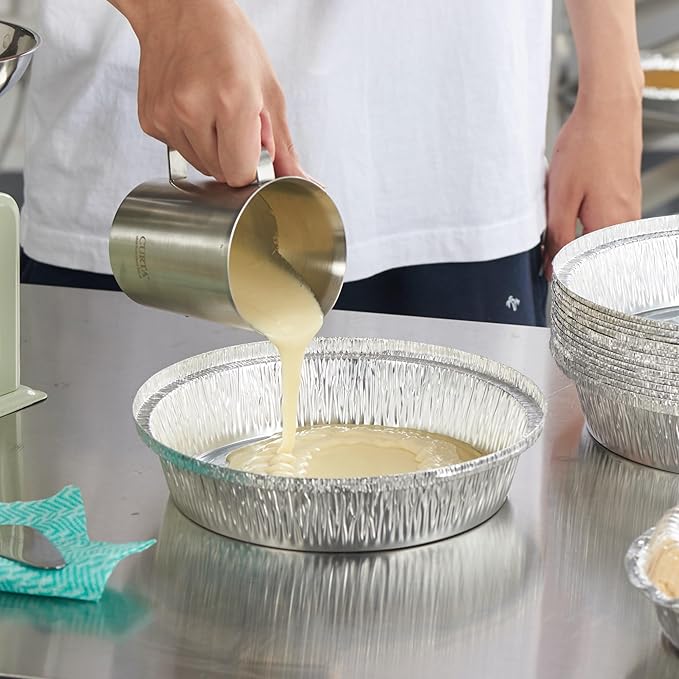CURTA 9" Round Aluminum Foil Pans with Clear Lids | Heavy Duty | Great for Broiling, Baking, Storage, Roasting, Takeout, Air Fryer | 120 Pack