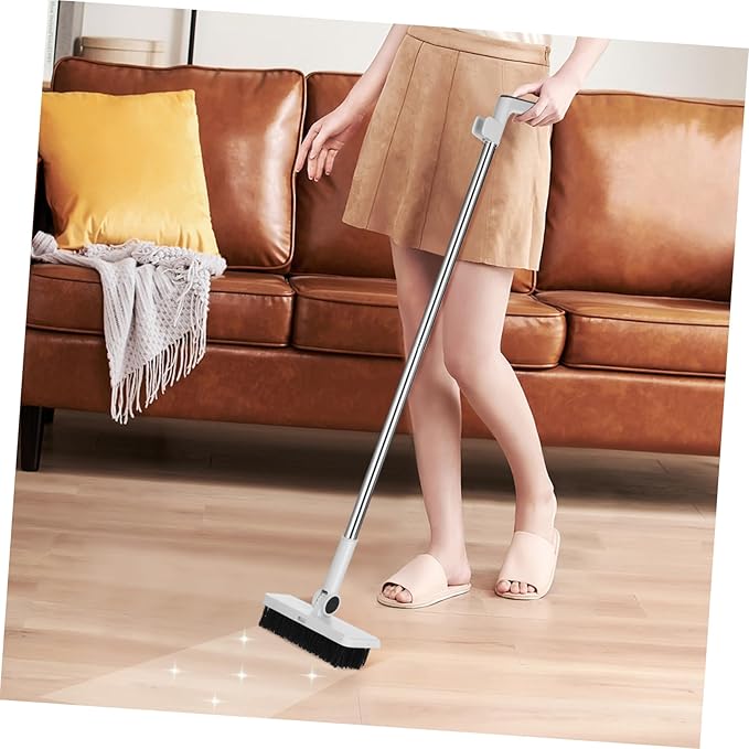 GLEAVI Broom and Dustpan Set 3 in 1 Long Handle Broom with Standing Dustpan Compact Folding Dust Pan Set for Indoor and Outdoor Cleaning