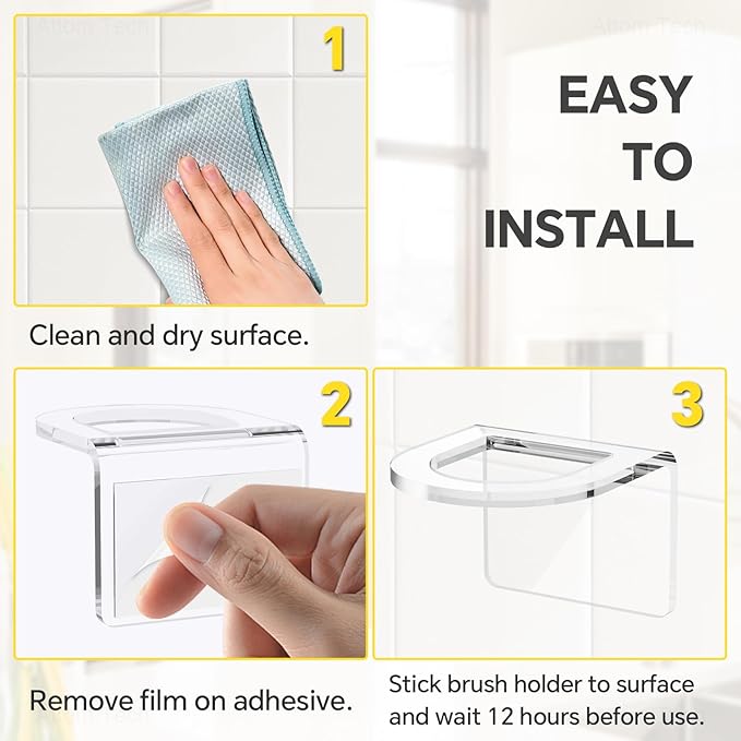 NiHome Clear Acrylic Kitchen Sink Brush Holder 2PCS, Universal Fit Compatible with All Sink Types for Practical & Stylish Brush Storage, Easy Installation Sleek Modern Design with Secure Nano Adhesive