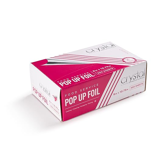 Crystal by crystalware FPU9103000B Premium Aluminum Foil Pop Up Sheets, 9" x 10.75" 500 Sheets