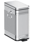 Small Bathroom Trash Can with Lid Soft Close, 6L / 1.6 Gallon Stainless Steel Garbage Can with Step Pedal & Odor Control, Slim Trash Bin for Toilet, Office, Bedroom - Sliver