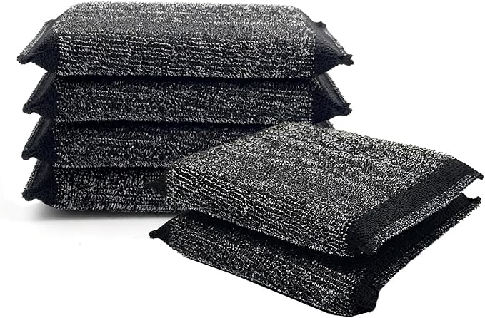 6 Pcs Steel Wool Scrubber Kitchen Sponges, Non Scratch Scrubbers Heavy Duty Reusable Multipurpose Cleaning Scrubbing Sponges Scrubbers for Pots, Pans, Gentle and Scratch Free Household Cleaning