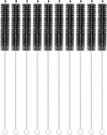 uxcell 10Pcs Drinking Straw Cleaning Brushes, 10" x 5/8" Nylon Bristles Long Straw Brush Pipe Cleaner for Washing Straws Pot Spout, Sippy Cup, Bottle and Tube (Black)